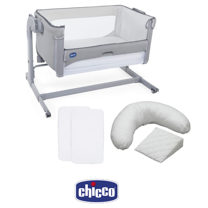 Chicco Next2Me Magic Bedside Crib, Sheets & Pillow Pack Bundle