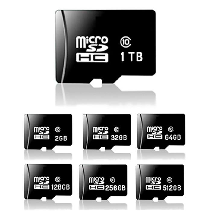 Micro SD Memory Card with Adaptor - 2, 32, 64, 128, 256, 512GB or 1TB