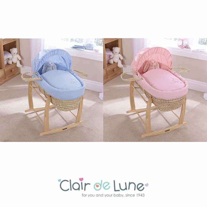 Clair De Lune Palm Moses Basket with Rocking Stand