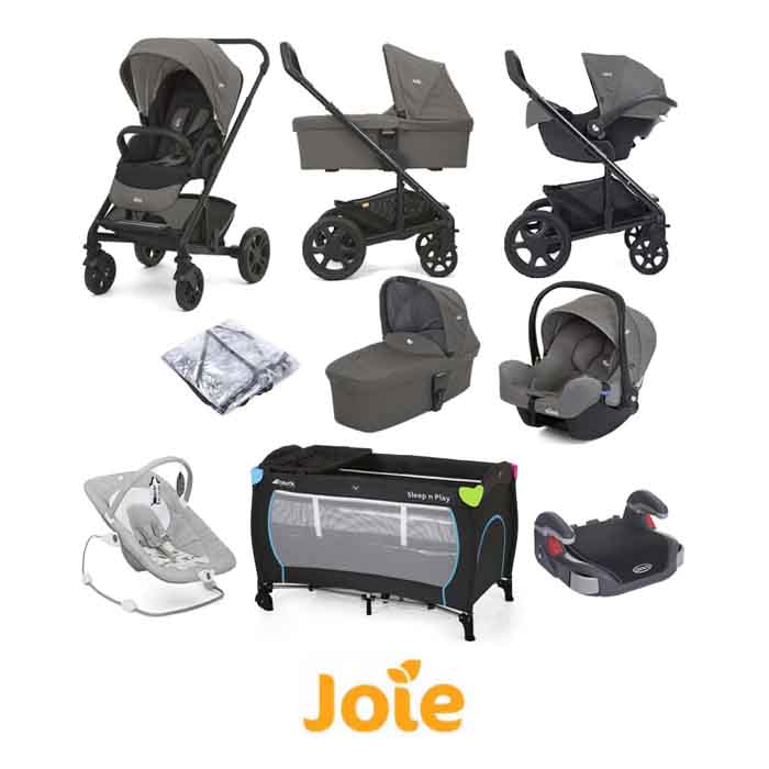 Joie Chrome Trio (I-Snug) Everything You Need Travel System With Carrycot Bundle