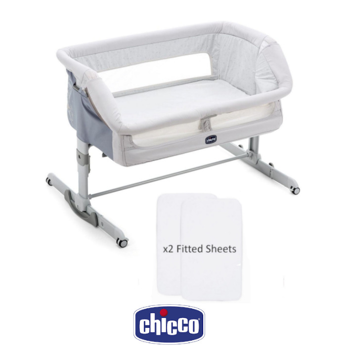 Chicco Next 2 Me Crib With 2 Fitted Sheets - Delicacy Grey