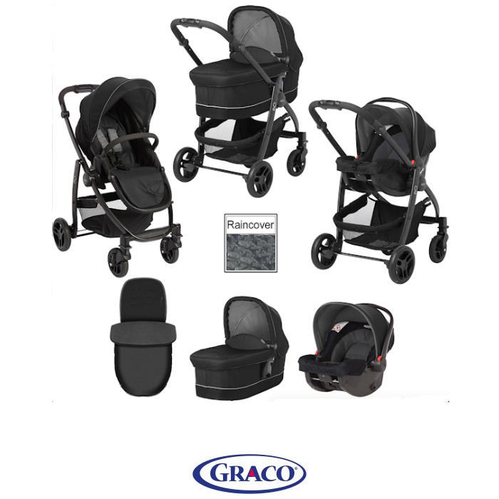 Graco Evo 3 in 1 Carrycot Travel System - Black Grey