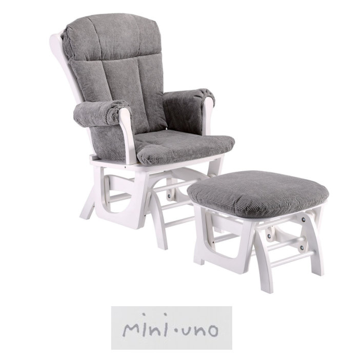 Mini Uno Prestige Nursing Glider Chair & Footstool - White / Grey