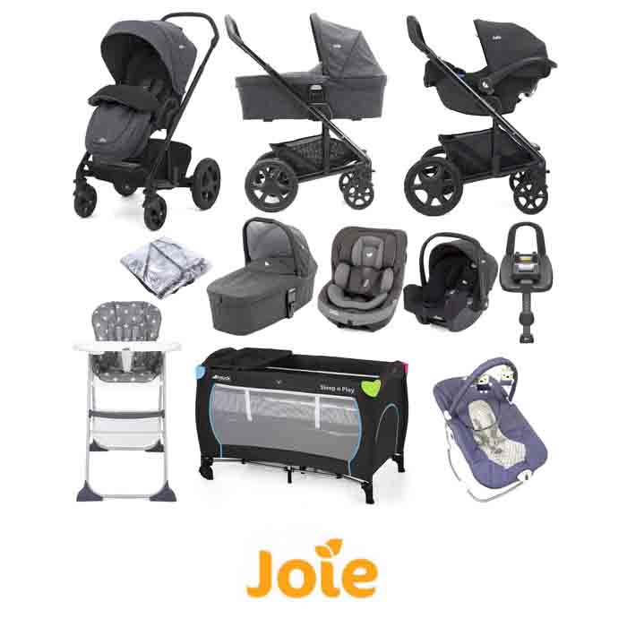 Joie Chrome DLX (i-Snug & i-Venture Car Seat) Everything You Need Travel System With Carrycot and ISOFIX Base Bundle