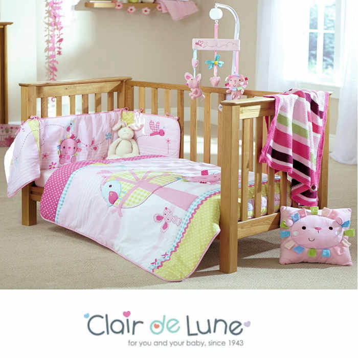 Clair De Lune Lottie & Squeek Pink Cot / Cot Bed Quilt & Bumper Set