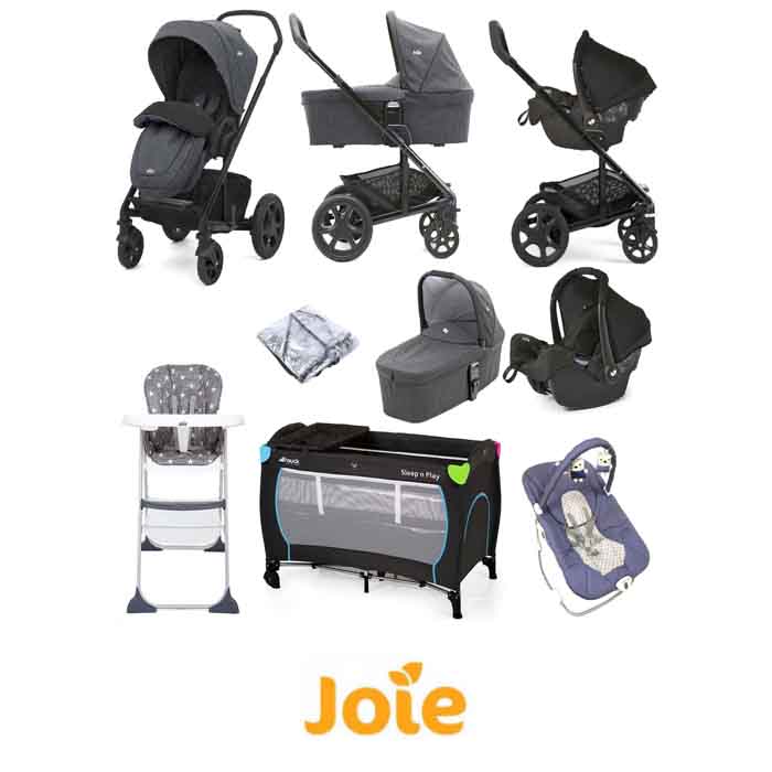 Joie Chrome DLX (Gemm) Everything You Need Travel System With Carrycot Bundle
