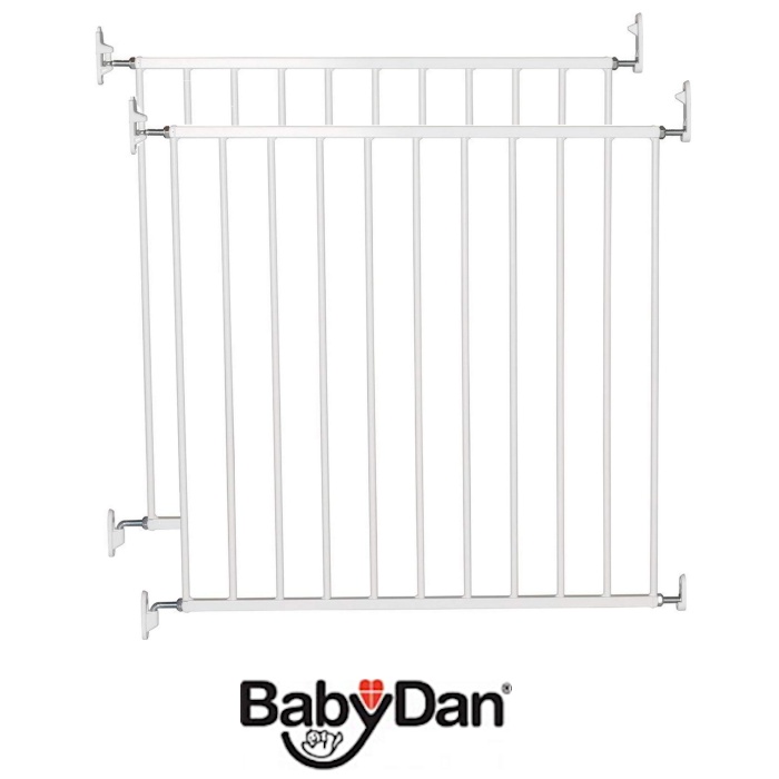 Babydan No Trip Baby Safety Gate (Pack of 2) - White Metal (72 - 78.5cm)