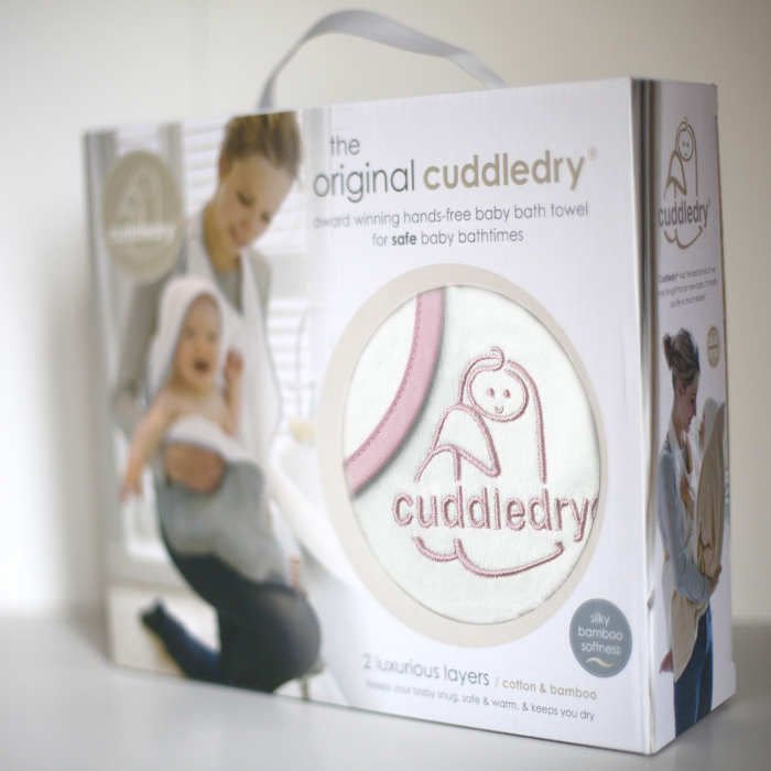 Cuddledry hands free towel pink edge on white pack front