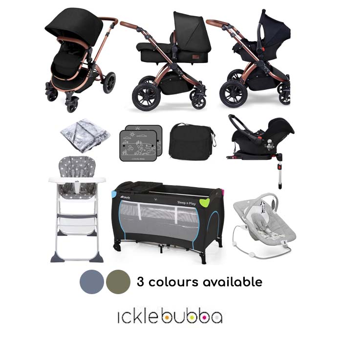 Ickle Bubba Special Edition Stomp V4 (Galaxy Car Seat) Everything You Need Travel System Bundle (With Base)