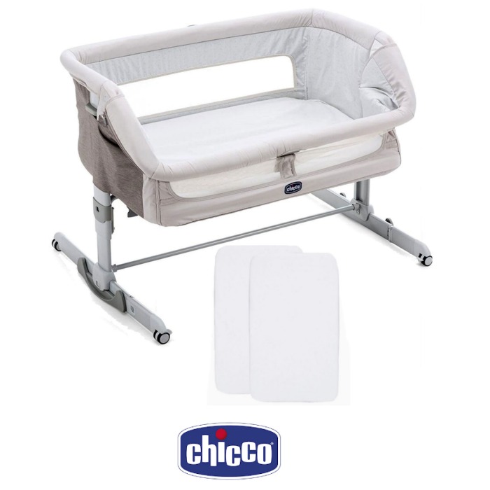 Chicco Next2me Dream Bedside Rocking Crib With 2 Fitted Sheets - Legend Grey