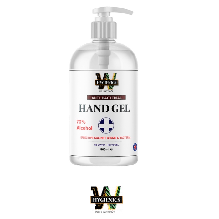 Wellington's Hygienics 70% Alcohol Hand Sanitiser Antibacterial Hand Gel Large 500ml