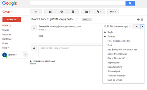 Gmail screen grab