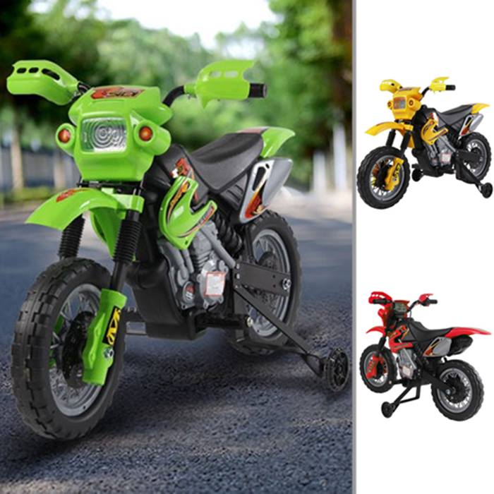 Kids' Electric Motorcycle - Red, Green or Yellow