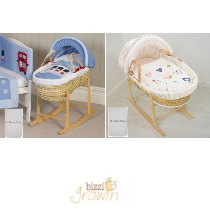 4Baby Deluxe Padded Palm Moses Basket & Rocking Stand