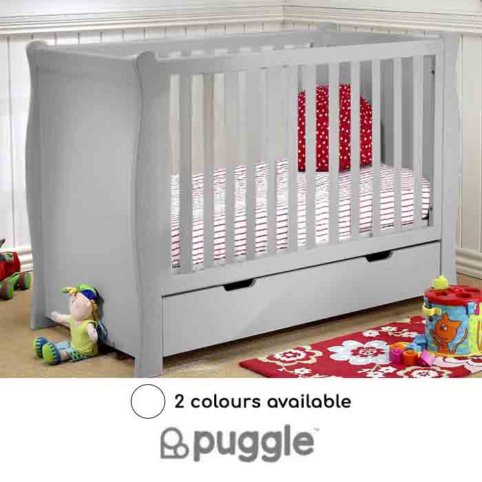 Puggle Sleigh Cot With Drawer Foam Mattress