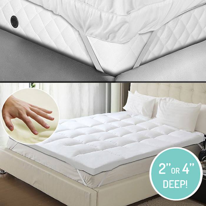 2 or 4 Inch Deep-Filled Anti Allergenic Quilted Mattress Topper - 4 Sizes