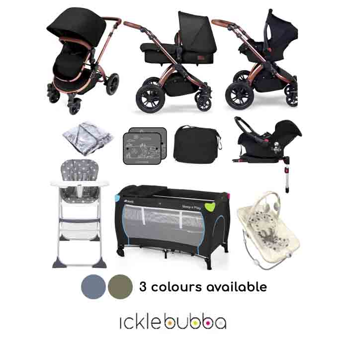 Ickle Bubba Special Edition Stomp V4 (Galaxy Car Seat) Everything You Need Travel System Bundle (With Base)