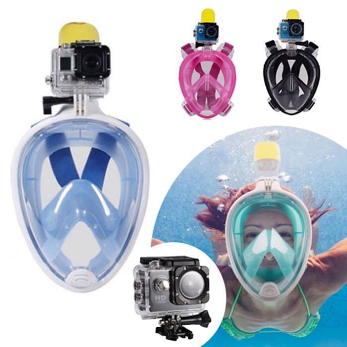 Snorkel Mask with GoPro Compatible Mount & Optional 1080P Camera - 4 Colours