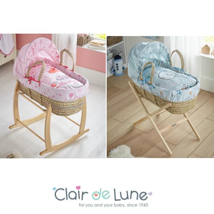 Clair De Lune Padded Palm Moses Basket And Rocking Stand