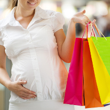 Pregnant woman shopping maternity wear