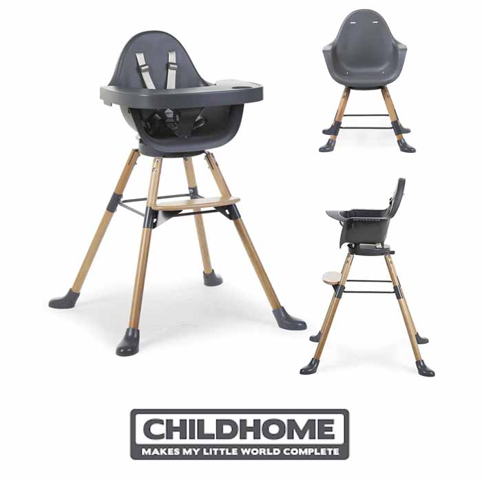 Childhome Evolu ONE.80 Rotating Highchair with Tray And Bumper