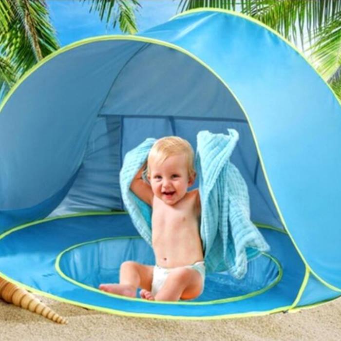 Beach Pop-Up Tent with Sunshade & Built-In Pool
