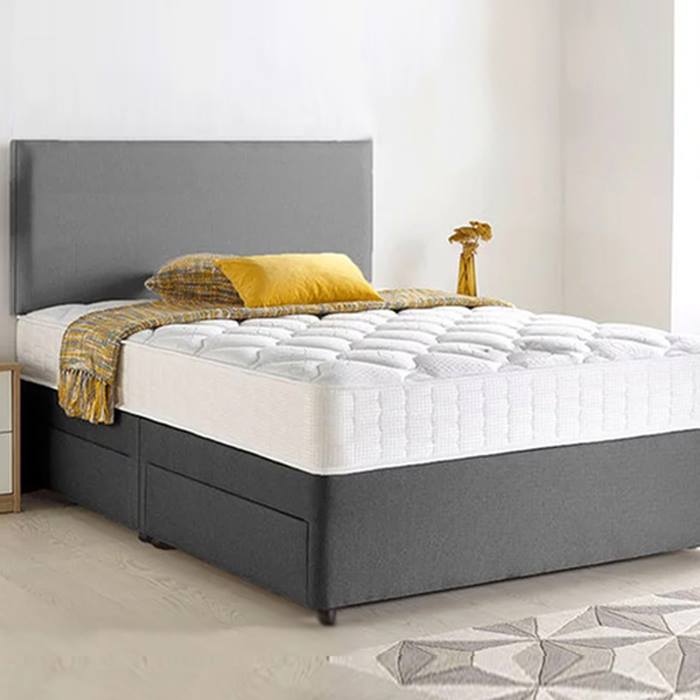 Chenille Divan Bed, Headboard & Memory Mattress plus Optional Storage - 6 Sizes!