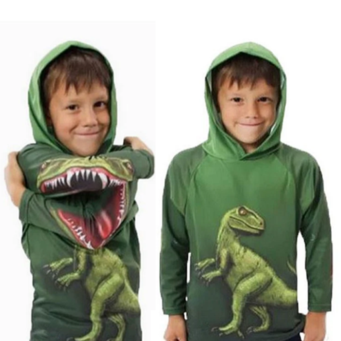 Kids' Dinosaur Print Hoodie - 5 Sizes