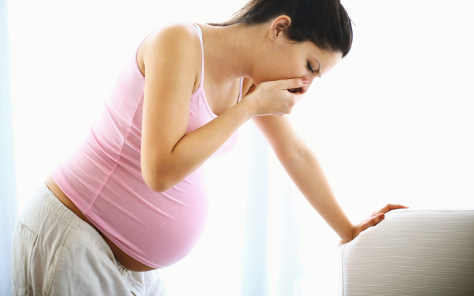 Pregnant woman with morning sickness