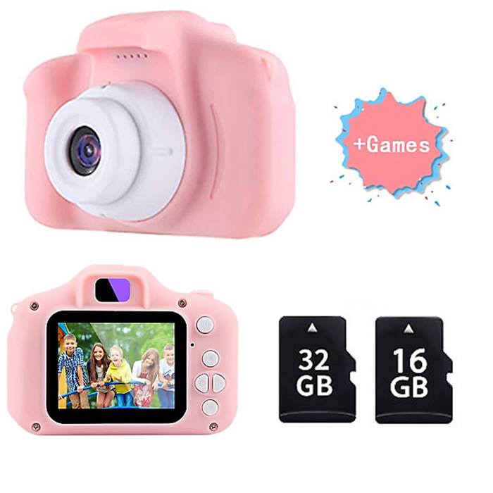 720P or 1080P Kids' Digital Camera - 3 Colours & Optional 16GB or 32GB SD Card