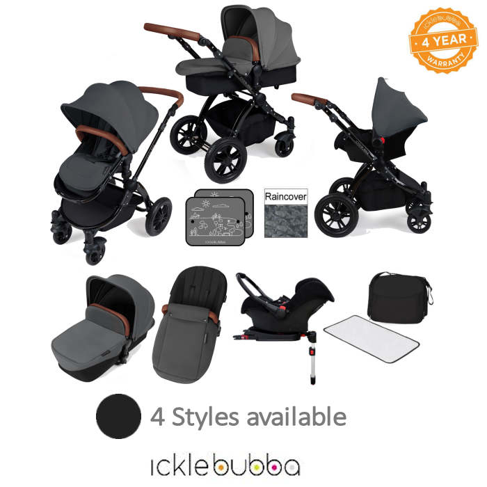 Ickle bubba Stomp V3 Black All In One Travel System & Isofix Base