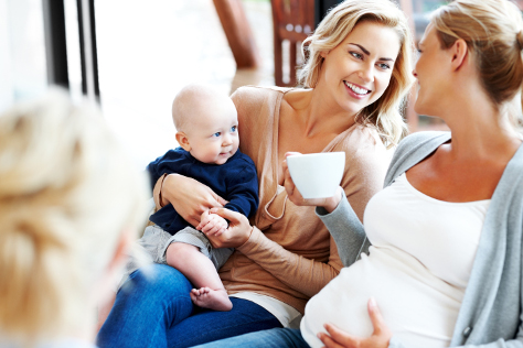 Mum friends chatting