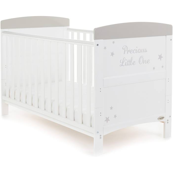 PreciousLittleOne Cot Bed (White with Grey Stars)