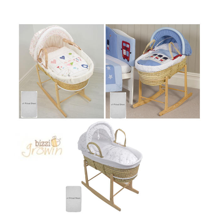 Bizzi Growin Deluxe Padded Palm Moses Basket Rocking Stand