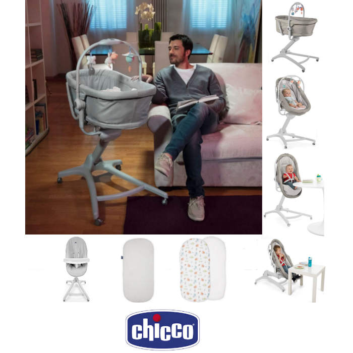 Chicco 5 Piece 4in1 Baby Hug Seat, High Chair & Crib Meal Time Nursery Bundle - Legend