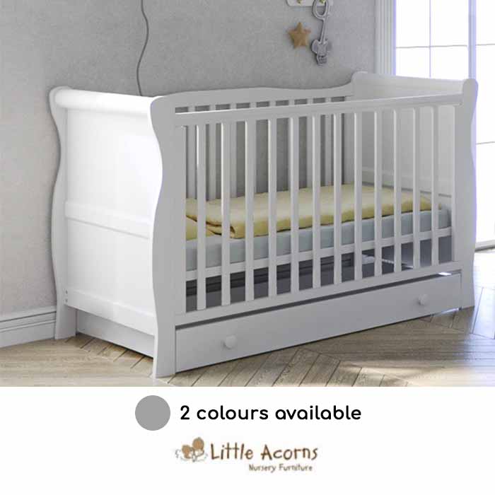 Little Acorns Sleigh Cot Bed With Deluxe Foam Mattress