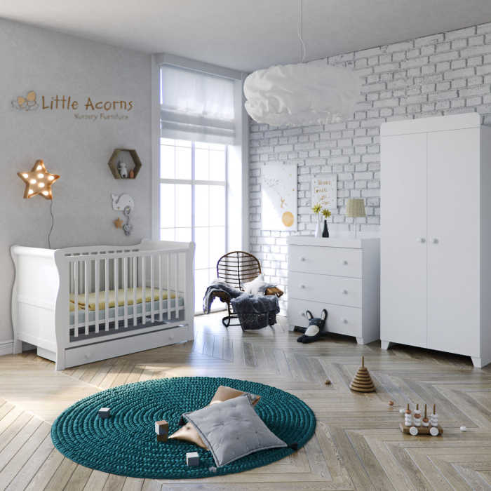 Little Acorns Sleigh Cot 6 Piece Nursery Room Set