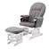 Cuddles Collection Glider Nursing Chair & Stool (White & Grey)