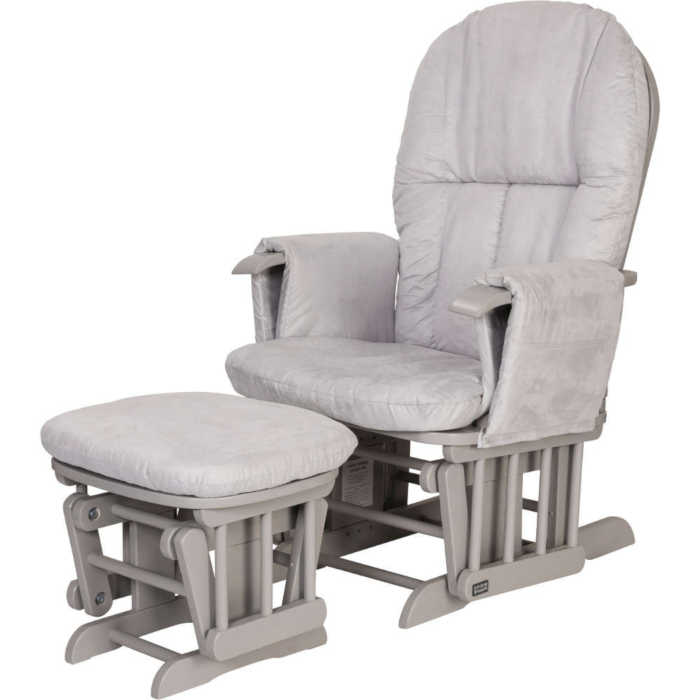 Tutti Bambini Reclining Glider Nursing Chair and Stool Cool Grey and Grey