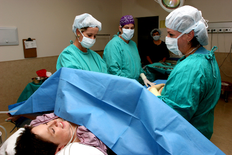 Woman having a c section