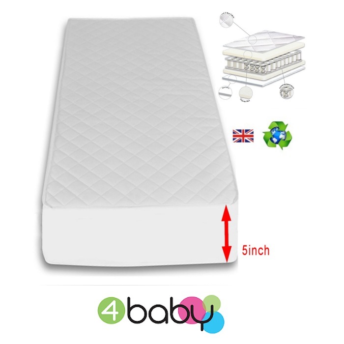 4Baby 5 Inch Deluxe Pocket Sprung Cot Bed Mattress 140 x 70