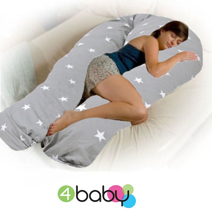 4baby 12ft Body Baby Sleep Support Pillow Grey White Stars