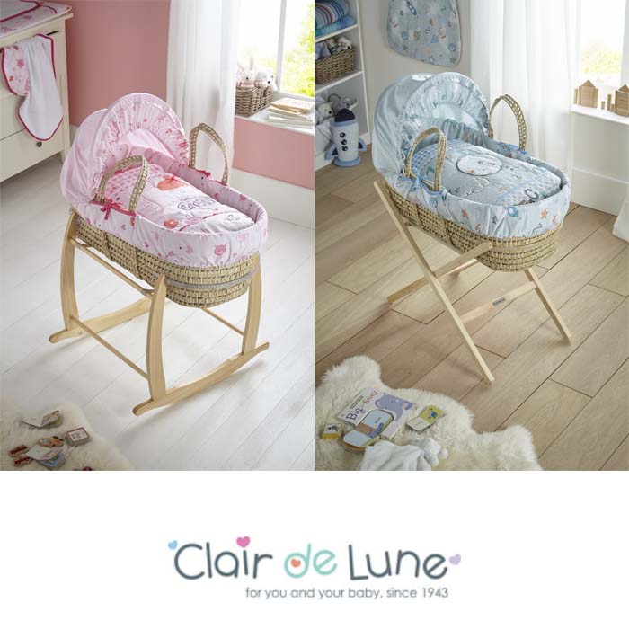 Clair De Lune Palm Moses Basket And Rocking Stand