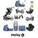 Mutsy I2 Heritage (Silver Chassis) Travel System (Gemm) With Carrycot & Accessories - Heritage Blue