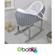 4baby Grey Wicker Deluxe Rollover Snooze Pod Moses Basket & Rocking Stand