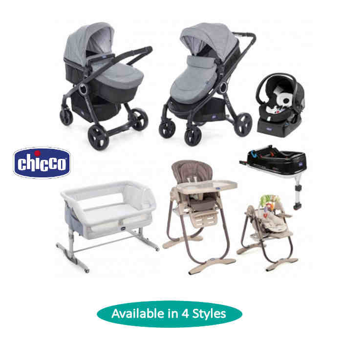 Chicco - 4 Piece Urban Plus Travel System Everything You Need Bundle 4styles