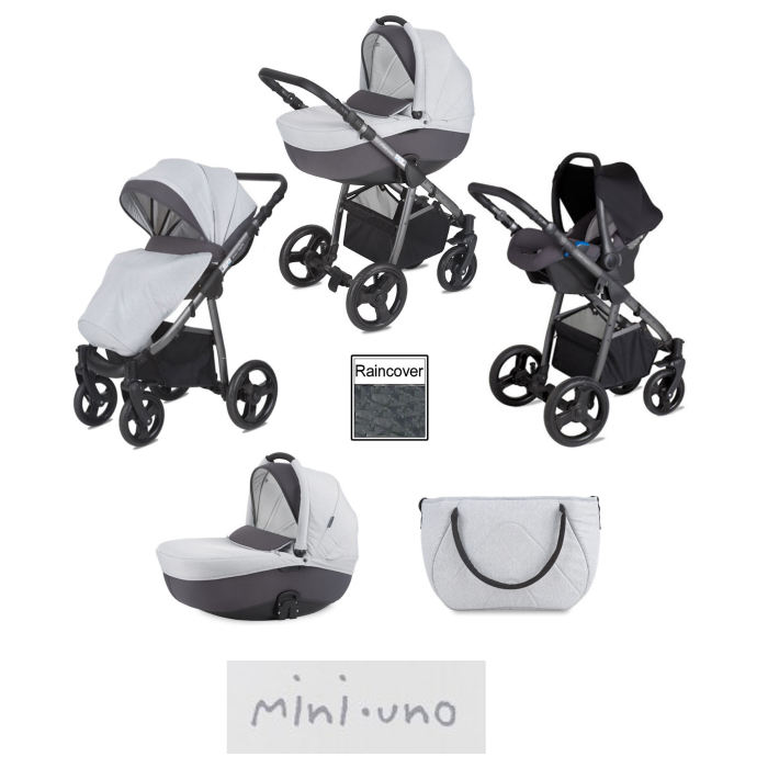 Mini Uno Stride Travel System - Grey Melange