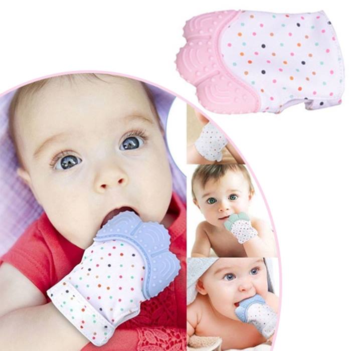 Pack of 1, 2 or 4 Baby Anti-Scratch Teething Mittens - 5 Colours