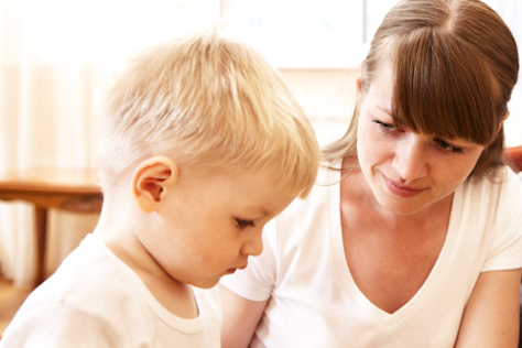 Mum encouraging after potty training accident