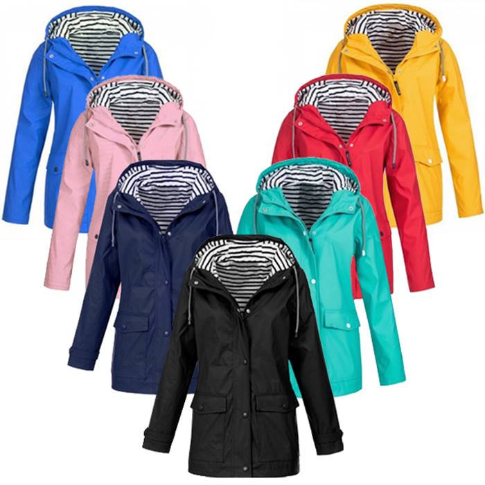 Women's Light Hooded Raincoat - 7 Sizes & Colours